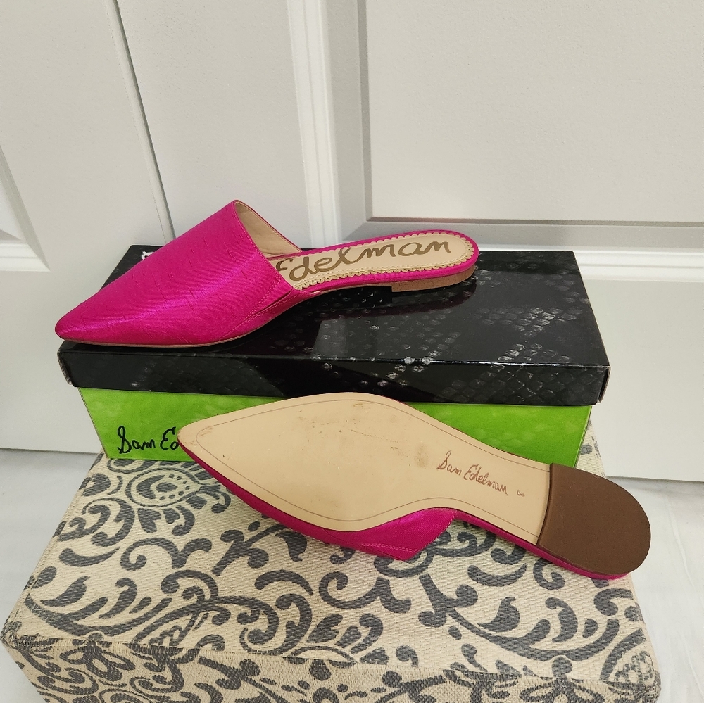 Sam Edelman Hot Pink Pointed Toe Mules - Picture 5 of 8